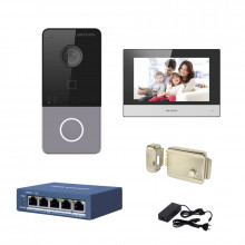 Videointerfon IP Hikvision o familie, 1 monitor 7 inch, kit complet