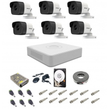 Kit supraveghere complet audio-video Hikvision, 5MP, 6 camere , IR 20m