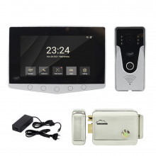 Kit videointerfon PNI DF780 cu 1 monitor, ecran 7 inch, slot card, comanda 2 porti, inregistrare miscare eveniment