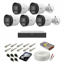 Sistem supraveghere complet audio-video UNV, 5MP, 5 camere IR 40m