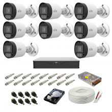 Sistem supraveghere complet audio-video UNV, 5MP, 8 camere IR 40m