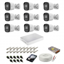 Sistem supraveghere complet audio-video UNV, 2MP, 9 camere, IR 20m