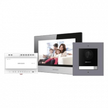 KIT videointerfon IP 2 fire pentru 1 familie, monitor 7 inch, Alarma - HIKVISION DS-KIS702Y