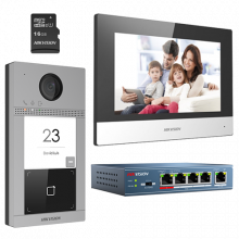 KIT videointerfon pentru o familie, Wi-Fi 2.4Ghz, monitor 7 inch - HIKVISION DS-KIS604-S