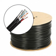 Cablu FTP autoportant cu alimentare 2x1.5, cat 5E, CUPRU 100%, 305m, negru TSY-FTP5E+2x1.50-MESS