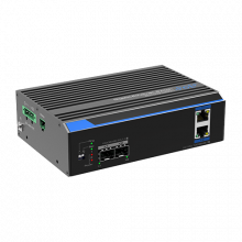 Switch industrial 2 porturi Gigabit HPoE, 2 porturi uplink SFP/RJ45 - UTEPO UTP7202GE-POE