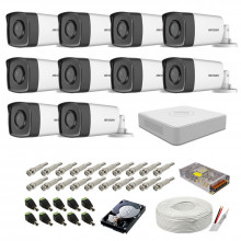 Kit supraveghere complet Hikvision, 2MP, 10 camere , IR 80m