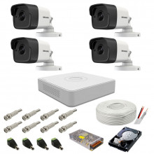 Kit supraveghere complet audio-video Hikvision, 5MP, 4 camere , IR 20m