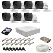 Kit supraveghere complet audio-video Hikvision, 5MP, 7 camere , IR 20m