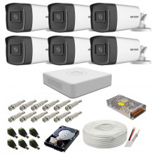 Sistem de supraveghere complet Hikvision, 5MP, 6 camere , IR 80m