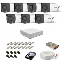 Sistem de supraveghere complet Hikvision, 5MP, 7 camere , IR 80m