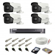  Sistem de supraveghere complet Hikvision, 8MP, 4 camere , IR 60m 