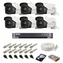  Kit supraveghere complet Hikvision, 8MP, 6 camere , IR 80m