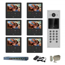 Videointerfon IP Hikvision 6 familii, 6 monitoare 4.3 inch Videointerfon IP Hikvision 6 familii, 6 monitoare 4.3 inch