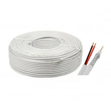 Cablu coaxial RG59 + alimentare 2x0.75, 100m, alb TSY-RG59+2X0.75