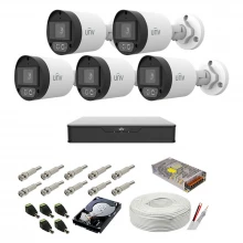 Sistem supraveghere complet audio-video UNV, 5MP, 5 camere IR 40m