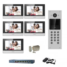Videointerfon IP Hikvision 5 familii, 5 monitoare 7 inch cu touch screen Videointerfon IP Hikvision 5 familii, 5 monitoare 7 inch cu touch screen