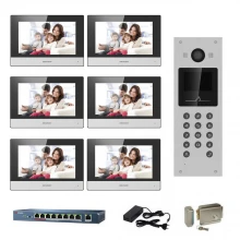 Videointerfon IP Hikvision 6 familii, 6 monitoare 7 inch cu touch screen Videointerfon IP Hikvision 6 familii, 6 monitoare 7 inch cu touch screen