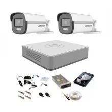 Sistem camere supraveghere Color VU Hikvision, 5MP, 2 camere , WL 40m, color noaptea Sistem camere supraveghere Color VU Hikvision, 5MP, 2 camere , WL 40m, color noaptea