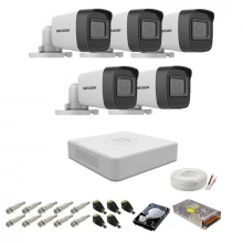 Kit supraveghere complet Hikvision, 2MP, 5 camere, IR 20m Kit supraveghere complet Hikvision, 2MP, 5 camere, IR 20m