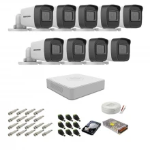 Kit supraveghere complet Hikvision, 2MP, 9 camere, IR 20m Kit supraveghere complet Hikvision, 2MP, 9 camere, IR 20m