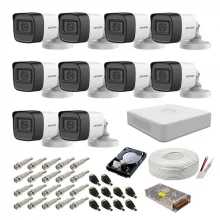 Kit supraveghere complet Hikvision, 2MP, 10 camere audio-video, IR 30m Kit supraveghere complet Hikvision, 2MP, 10 camere audio-video, IR 30m