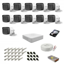 Kit supraveghere complet Hikvision, 2MP, 11 camere audio-video, IR 30m Kit supraveghere complet Hikvision, 2MP, 11 camere audio-video, IR 30m