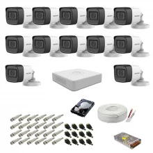 Kit supraveghere complet Hikvision, 2MP, 12 camere audio-video, IR 30m Kit supraveghere complet Hikvision, 2MP, 12 camere audio-video, IR 30m