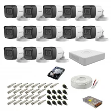 Kit supraveghere complet Hikvision, 2MP, 13 camere audio-video, IR 30m Kit supraveghere complet Hikvision, 2MP, 13 camere audio-video, IR 30m