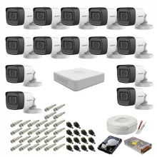 Kit supraveghere complet Hikvision, 2MP, 14 camere audio-video, IR 30m Kit supraveghere complet Hikvision, 2MP, 14 camere audio-video, IR 30m