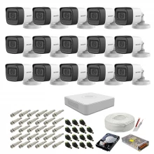 Kit supraveghere complet Hikvision, 2MP, 15 camere audio-video, IR 30m Kit supraveghere complet Hikvision, 2MP, 15 camere audio-video, IR 30m