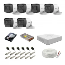 Kit supraveghere complet audio-video Hikvision, 2MP, 6 camere, IR 30m Kit supraveghere complet audio-video Hikvision, 2MP, 6 camere, IR 30m