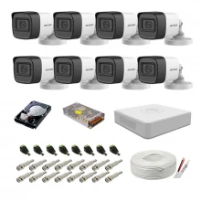 Kit supraveghere complet Hikvision, 2MP, 8 camere audio-video, IR 30m Kit supraveghere complet Hikvision, 2MP, 8 camere audio-video, IR 30m