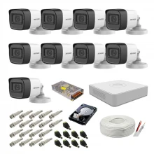 Kit supraveghere complet Hikvision, 2MP, 9 camere audio-video, IR 30m Kit supraveghere complet Hikvision, 2MP, 9 camere audio-video, IR 30m