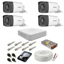 Sistem supraveghere complet Hikvision, 2MP, 4 camere , IR 80m