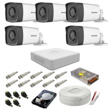 Sistem de supraveghere complet Hikvision, 2MP, 5 camere , IR 80m Sistem de supraveghere complet Hikvision, 2MP, 5 camere , IR 80m