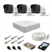 Kit supraveghere complet Hikvision, 5MP, 3 camere , IR 20m Kit supraveghere complet Hikvision, 5MP, 3 camere , IR 20m