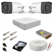 Kit supraveghere complet Hikvision, 5MP, 2 camere , IR 80m Kit supraveghere complet Hikvision, 5MP, 2 camere , IR 80m