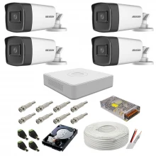 Sistem de supraveghere complet Hikvision, 5MP, 4 camere , IR 40m Sistem de supraveghere complet Hikvision, 5MP, 4 camere , IR 40m