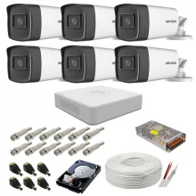 Sistem de supraveghere complet Hikvision, 5MP, 6 camere , IR 80m Sistem de supraveghere complet Hikvision, 5MP, 6 camere , IR 80m
