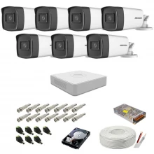 Sistem de supraveghere complet Hikvision, 5MP, 7 camere , IR 40m 	