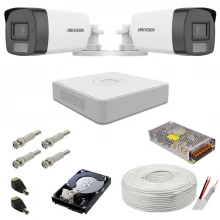 Sistem camere supraveghere audio-video Hikvision 3K Dual Light, 5MP, 2 camere, IR 40m, WL 40m Sistem camere supraveghere audio-video Hikvision 3K Dual Light, 5MP, 2 camere, IR 40m, WL 40m