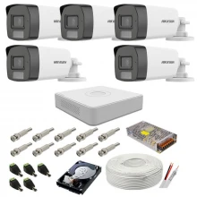 Sistem camere supraveghere audio-video Hikvision 3K Dual Light, 5MP, 5 camere, IR 40m, WL 40m Sistem camere supraveghere audio-video Hikvision 3K Dual Light, 5MP, 5 camere, IR 40m, WL 40m