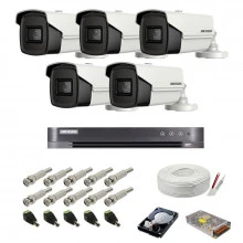 Sistem de supraveghere complet Hikvision, 8MP, 5 camere , IR 60m Sistem de supraveghere complet Hikvision, 8MP, 5 camere , IR 60m