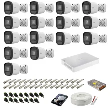 Sistem supraveghere complet audio-video UNV, 2MP, 15 camere, IR 20m