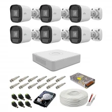 Sistem supraveghere complet audio-video UNV, 2MP, 6 camere, IR 20m