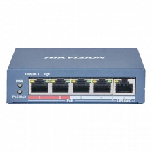 Switch 4 porturi 100 Mb PoE, 1 port uplink RJ45 100 Mb, SMART Management - HIKVISION DS-3E1105P-EI-M