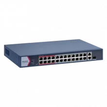 Switch 24 porturi PoE 100Mbps, 1 x Gigabit RJ45, 1 x Gigabit combo, Management - HIKVISION DS-3E1326P-EI-M