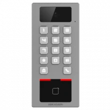 Terminal control acces si interfon cu tastatura si cititor card, rezolutie 2MP, Wi-Fi, RS485, Alarma - HIKVISION DS-K1T502DBWX-C