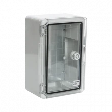 Cutie distributie IP65 din ABS gri, usa transparenta, placa metalica, 400x500x240 mm PP3017